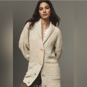 Anthropolgie Pilcro Cozy Oversized Shawl Cream Cardigan Sweater Size S